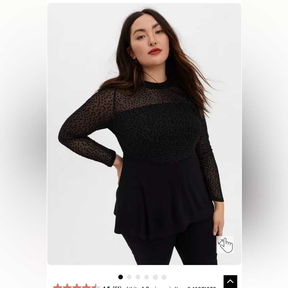 Torrid Long Sleeve Mesh Star Babydoll Top 5x